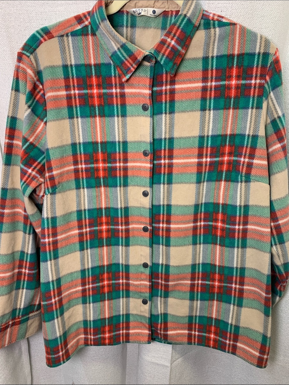 Lee Plaid Button-Down Shirt in Beige, Green & Red